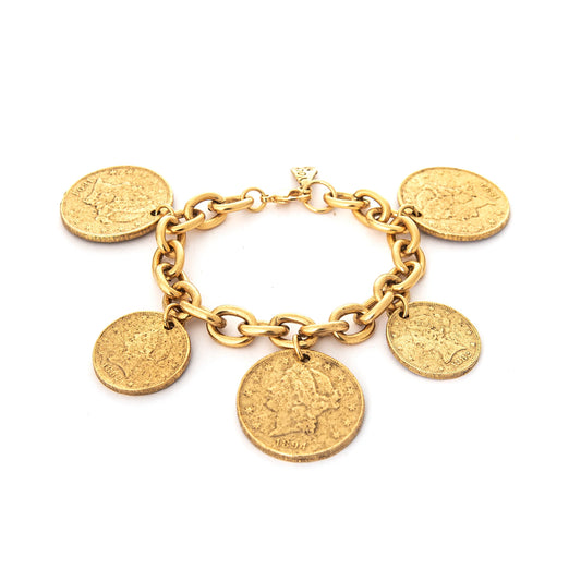 Multi Coin Gold Plated Bracelet