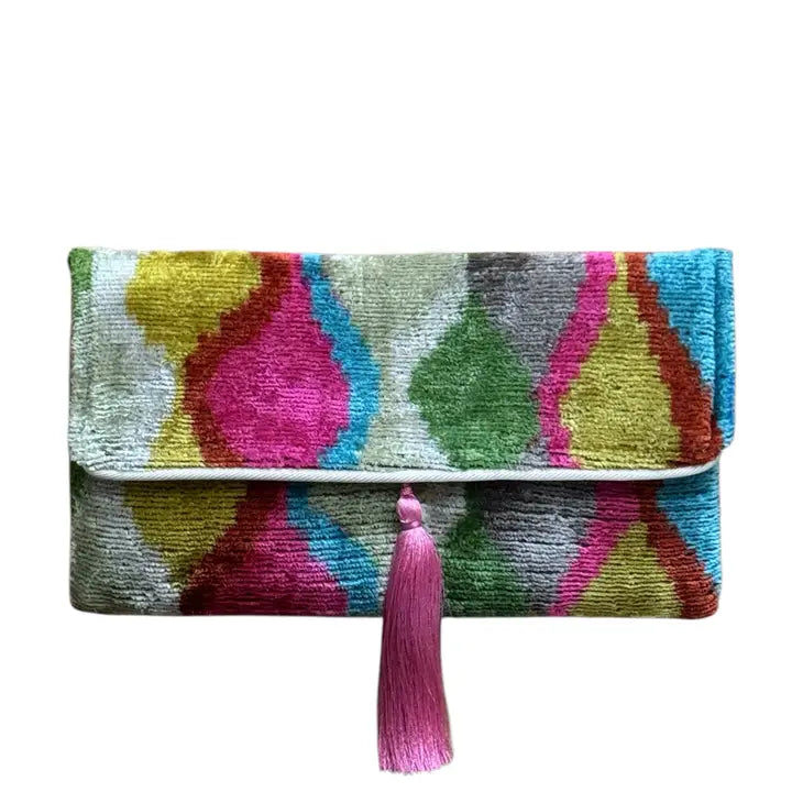Silk Velvet Ikat Clutch