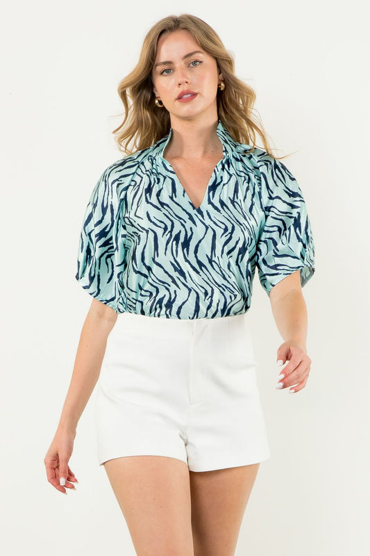 Puff Sleeve Zebra Top