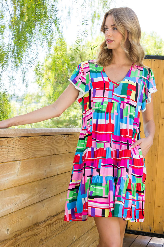 Multi Color Windowpane Dress